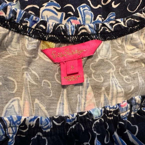 LILLY PULITZER: Loro Romper; Low Tide Navy Sails and Stripes, Small - Picture 2 of 8